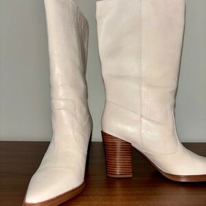 Franco Sarto Cream Heeled Boots